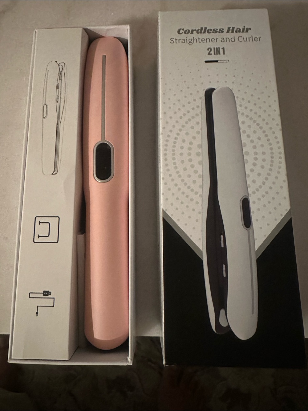 Cordless 2-in-1 Hair Straightener and Curler - Pink